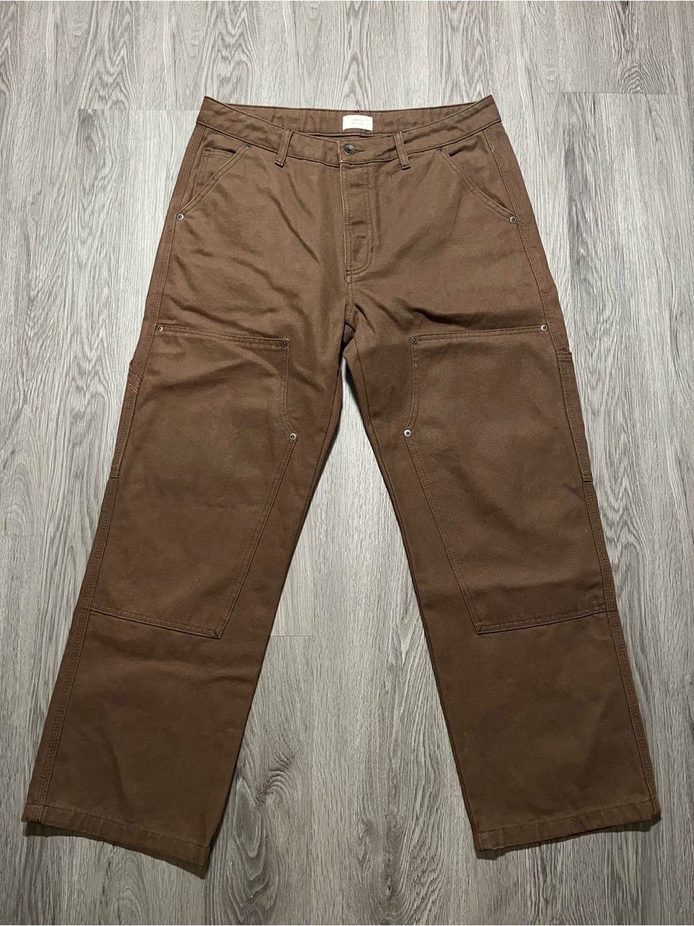 P&Co Double Knee 16 oz cotton canvas work carpenter pants mens 32 short Brown